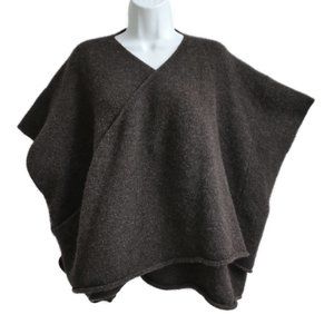 Eskandar Merino Wool Blend Poncho Crossover Sweater Charcoal Gray Handloomed XL